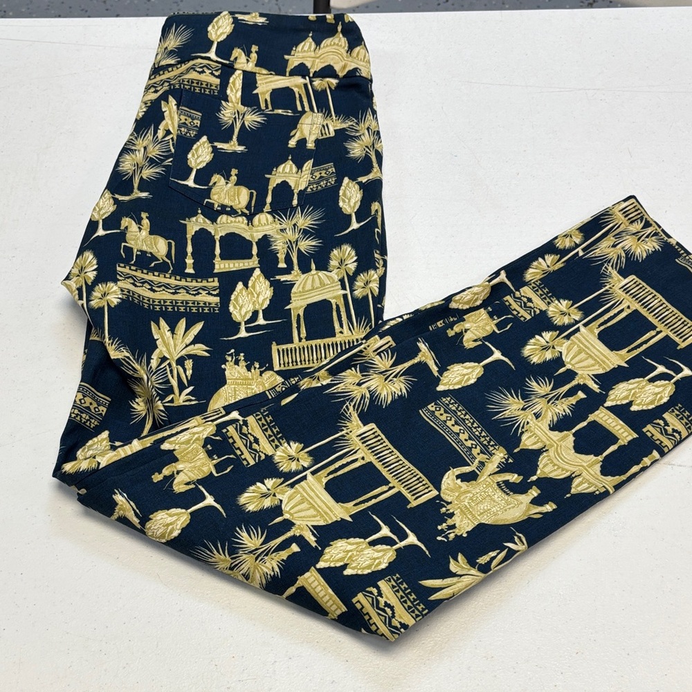 Navy and Gold Patterned Women’s Pants